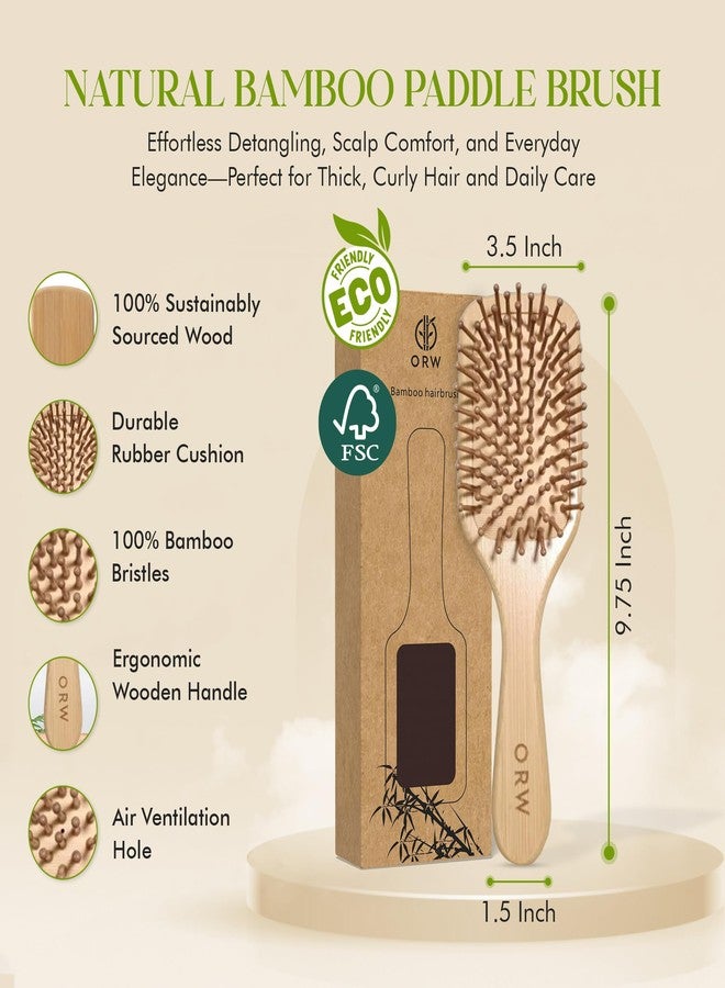 ORW OREN'S Bamboo Hair Brush for Hair Growth - Bamboo Bristle Detangler Paddle Brush, Scalp Stimulation – Natural, Sustainable Hair Care for Women, Men & Kids - Large - Image 3